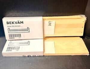 2 IKEA BEKVAM Wooden Spice Rack Shelf Storage Organizer Kitchen Bathroom NEW